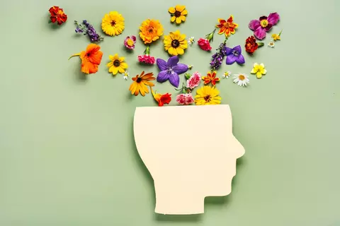 Stilisierter Kopf aus dem Blumen spriessen - ProBrain